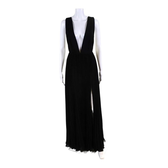 NWT FAME AND PARTNERS Black Allegra Side Cutout V Grecian Maxi Gown Size 10 - Picture 11 of 15